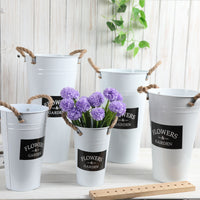 Vintage Galvanized Metal Flower Bucket for Floral Arrangements and Home Decor
