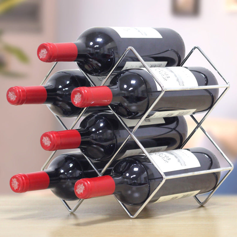 Luxury Metal Wine Rack Display Stand - Diamond Lattice Wine Cabinet Bottle Holder for Storage and Organization