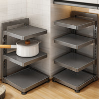 Foldable Multi-layer Pot and Pan Organizer Rack for Kitchen Countertop or Under Sink Storage