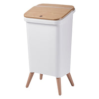 Tall Wooden Grain Trash Can with Lid for Kitchen, Living Room, Bedroom, and Bathroom