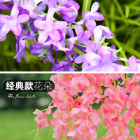 Artificial Wisteria Garland for Ceiling Decor, Fake Flower String for Indoor/Outdoor Wedding, Plastic Vine Plant Violet Rattan