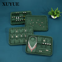 Velvet Jewelry Display Tray with Lid for Necklaces, Rings, Bracelets, and Earrings