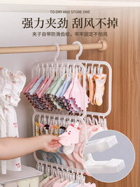 Baby Clothes Drying Rack with Multiple Clips, Foldable Laundry Hanger for Socks Underwear