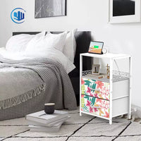 Nightstand with Charging Station and Storage Drawers, Side Table with USB Ports and Outlets