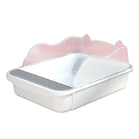 Semi-Enclosed Cat Litter Box with Anti-Splash Design, Large Capacity Cat Toilet for Easy Cleaning