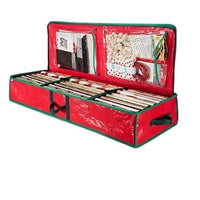 Christmas Wrapping Paper Storage Bag, PE Woven Waterproof Under-Bed Organizer for Holiday Decorations