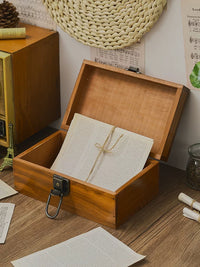 Japanese Retro Wooden Storage Box with Lock for Desktop Sundries and Jewelry