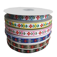 Embroidered Floral Jacquard Ribbon Trim for Hanfu Doll Clothes DIY Crafts