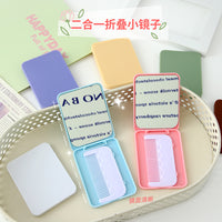 Macaron Color Portable Folding Mini Makeup Mirror with Comb Set for Girls