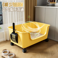Large Open Top Cat Litter Box with Anti-Splash Design
