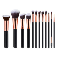 12-Piece Rose Gold Professional Makeup Brush Set with Storage