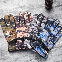 Men's Camouflage Cotton Half-Finger Gloves Winter Outdoor Cycling Warm Touchscreen Ski Gloves
