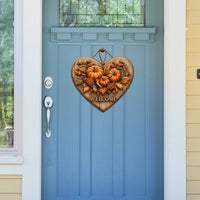 Thanksgiving Wooden Heart Pumpkin English Slogan Wall Decal
