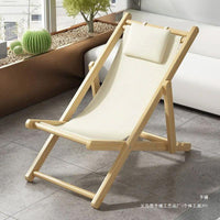Folding Wooden Beach Chair Recliner for Outdoor and Indoor Use, Adjustable Portable Lounge Chair
