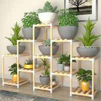 Multi-Tier Wooden Plant Stand for Indoor and Balcony Use