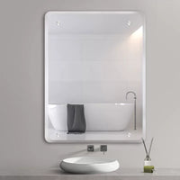Wall-Mounted Bathroom Mirror with Drilled Corners for Vanity and Restroom