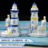 Aquarium Resin Ornaments Ocean Landscape Decor Set with Shells, Starfish, Sailboat, and Lighthouse