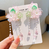 Girls' Hanfu Hair Clips with Tassels and Glaze Beads, Chinese Style Hair Accessories for Kids