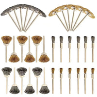 Mini Wire Brush Set for Rust Removal and Polishing, Flat and Bowl-Shaped Copper Wire Wheels