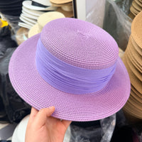 Women's Flat-Top Straw Sun Hat for Beach Vacations and Sun Protection