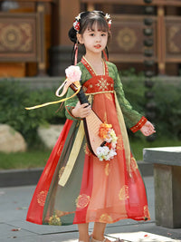 Girls' Hanfu Dress Chinese Style Tang Suit for Performance and Dance