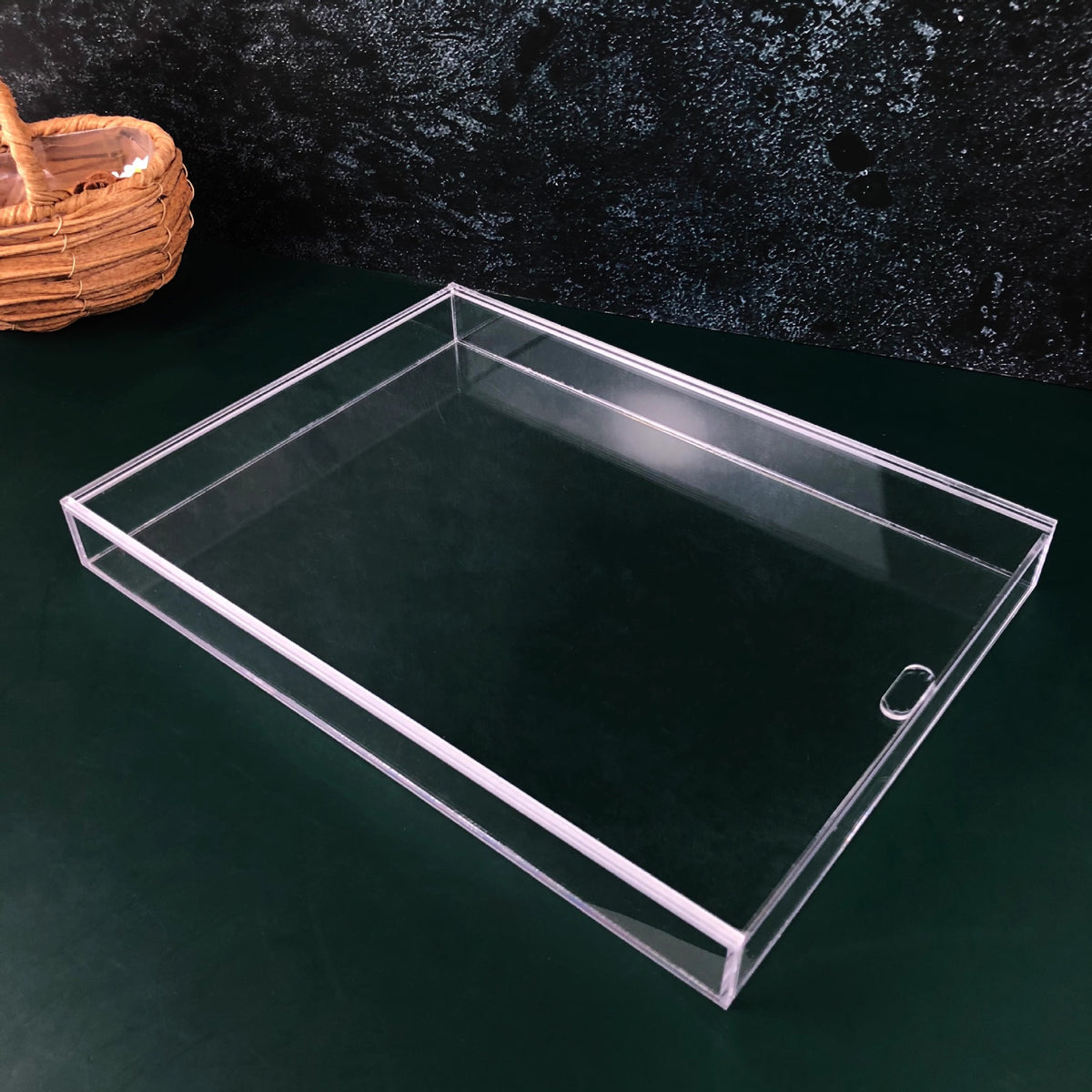 Acrylic Clear Tray with Lid, Rectangular Desktop Organizer for Jewelry & A4 Documents