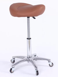 Ergonomic Saddle Stool with Backrest, Adjustable Height, Silent Wheels, for Salon and Workshop