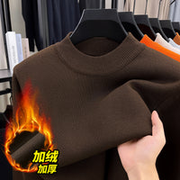 Men's Fleece Lined Turtleneck Sweater Warm Knitted Base Layer Top