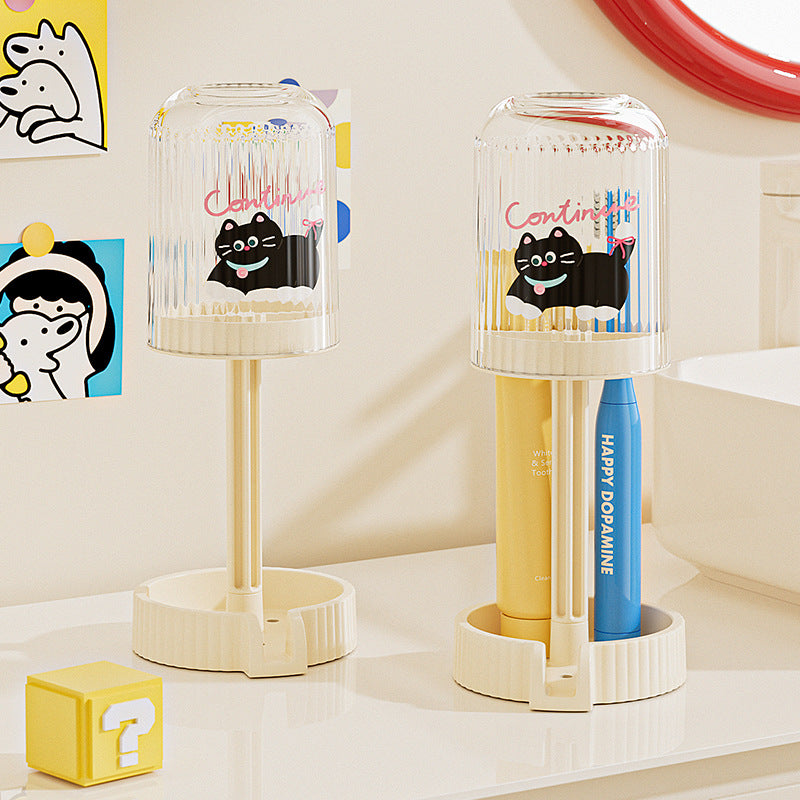 Toothbrush Holder with Dust Cover and Drainage, Portable Multifunctional Toothbrush Cup Holder for Home