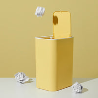 2026 New Japanese Style Press-Type Trash Can with Lid for Narrow Spaces, Bathroom, Home, Plastic Waste Bin