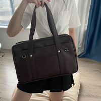 PU Leather JK Uniform Large Capacity Shoulder Bag for High School Students