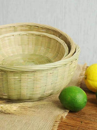 Handwoven Bamboo Sieve Basket for Food Storage and Draining