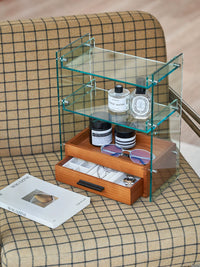 Vintage Acrylic Wood Cosmetic Organizer with Drawers for Desk, Perfume, and Cups