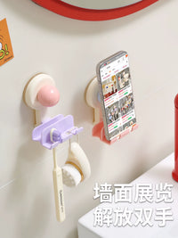 Suction Cup Wall-Mounted Toothbrush Holder for Manual and Electric Toothbrushes, No-Drill Bathroom Organizer