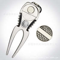 Golf Divot Repair Tool with Ball Marker, Aluminum Alloy