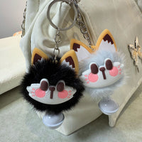 Lucky Cat Faux Rabbit Fur Keychain Pendant for Bags and Keys