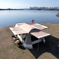 Automatic Pop-Up 2-Room 1-Hall Ridge Tent with Aluminum Poles, Waterproof & Sun Protection