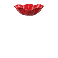 Garden Bird Feeder Waterer Stake, Artificial Flower Decorative Outdoor Yard Ornament