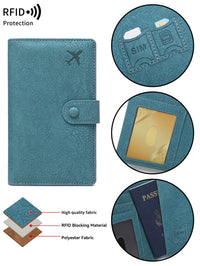RFID Blocking Passport Holder Travel Wallet with Airplane Pattern