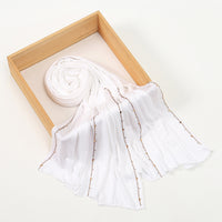 Modal Solid Color Rhinestone Long Scarf for Women - Soft Silky Cotton Feel