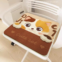 Winter Plush Faux Cashmere Seat Cushion for Office & Students, Cartoon Animal Design, Warm & Comfortable