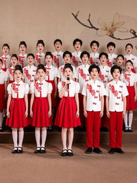 Children's Patriotic Red Song Competition Performance Costume for Boys and Girls