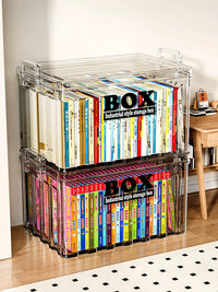 Large Capacity Transparent Book Storage Box for Classroom and Home Use