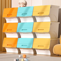Front Opening Storage Bins with Side Access for Toys, Clothes, and Snacks