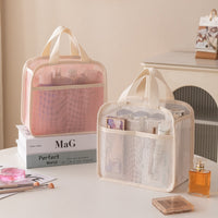 Mesh Toiletry Bag Breathable Quick-Dry Large Capacity Travel Storage Pouch with Handle for Swimming and Bathing