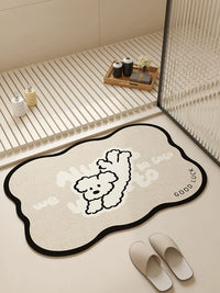 Cartoon Diatomaceous Earth Bath Mat, Super Absorbent Non-Slip Quick Dry Bathroom Rug