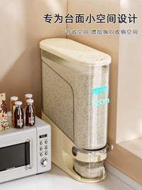 Press-Type Rice Dispenser with Seal, Insect-Proof & Moisture-Proof, Food-Grade Storage Container for Home Kitchen