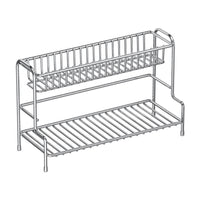 Stainless Steel Bathroom Countertop Storage Rack for Toiletries and Cosmetics, Double-Layer Drainer Shelf
