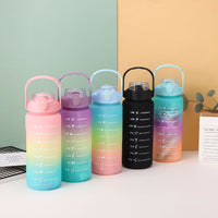 Large Capacity Frosted Plastic Water Bottle Set with Scale for Sports and Outdoor Activities