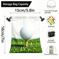 Golf Ball Drawstring Pouch with Hook - Waterproof PU Leather Waist Bag for Outdoor Use